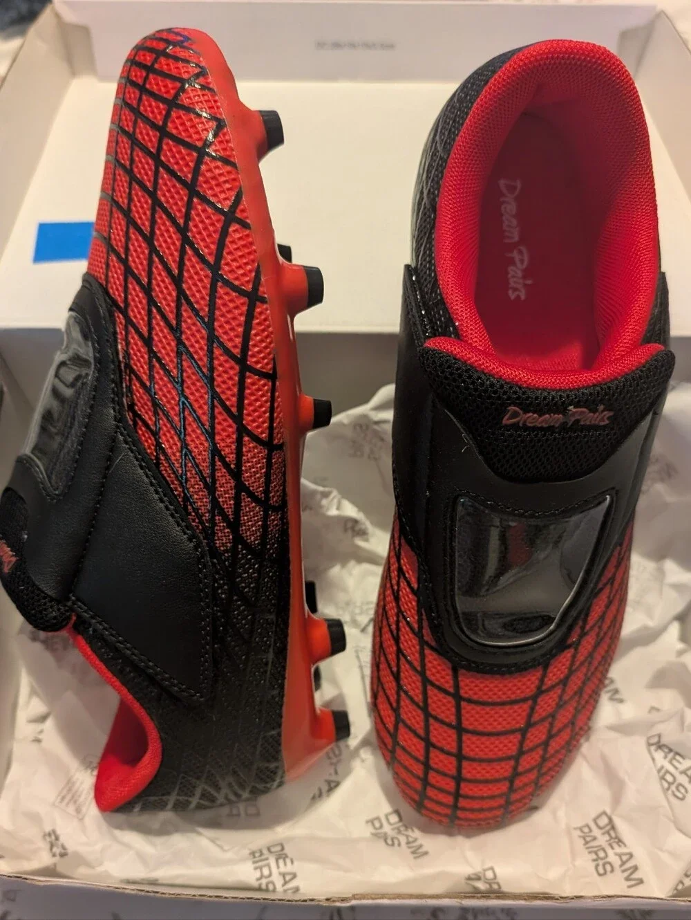 Red Black Youth Soccer Cleats Size 5Y New Velcro Strap